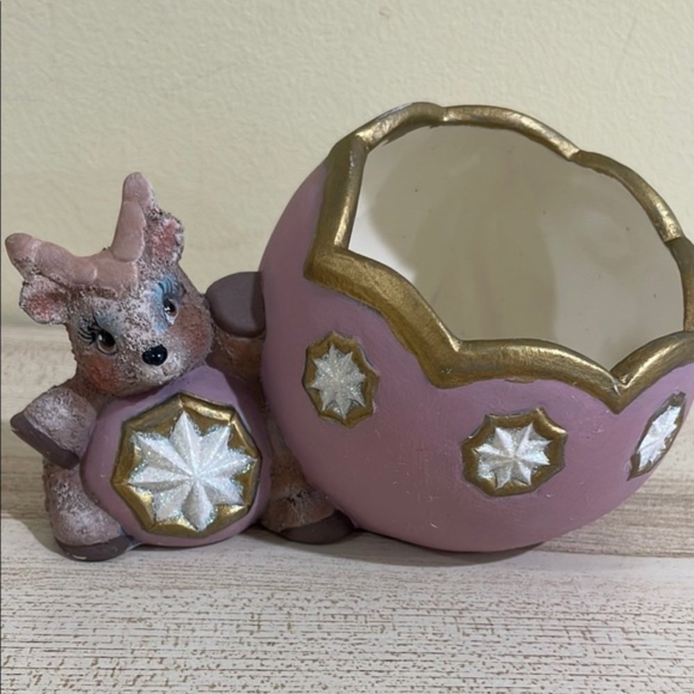 Ceramic bunny rabbit and egg Easter planter
